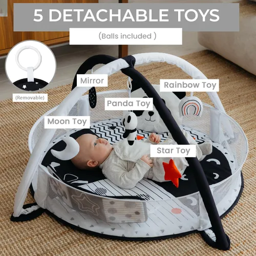 Miniatura 3 de Aila+Aiden Centro de actividades para bebés 6 en 1 XL y pozo de pelotas, tapete de juego para bebés y gimnasio de juego, juguetes de exploración