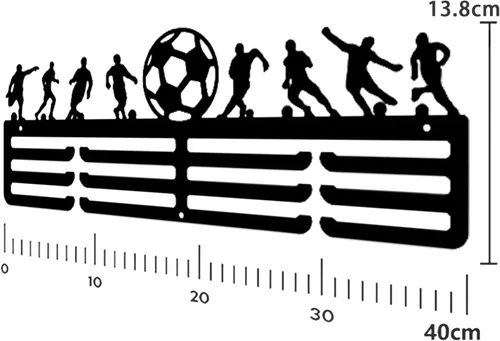 Miniatura 2 de Exhibición de suspensión de medallas de fútbol, soporte de medalla de montaje en pared, estante de exhibición de cinta de premios, marco de metal