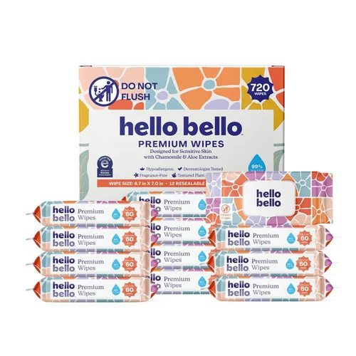 Miniatura 10 de Hello Bello Toallitas premium, diseñadas para pieles sensibles con extractos de manzanilla y aloe, Rosy Posy