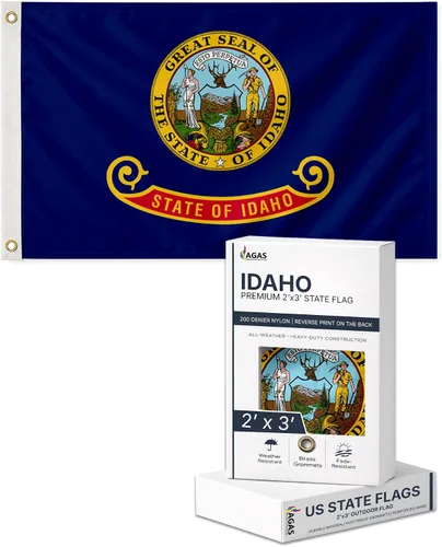 AGAS - Bandera del estado de Idaho de 4 x 6 pies, impresión inversa de una sola capa en la parte posterior, nailon 200D, 100% traspasado, ojales de