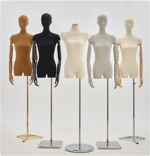 Miniatura 6 de Maniquí femenino Torso Exhibición de ropa Modelo Soporte de cuerpo 55.1-74.8 pulgadas, altura ajustable para vestido, joyería, costura ropa