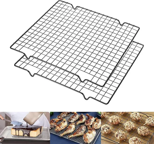 Estantes de enfriamiento, bandeja para hornear, bandeja antiadherente, acero inoxidable, alambre de enfriamiento de pasteles, para galletas, pizza,