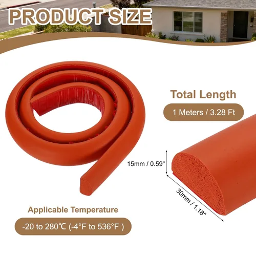 Miniatura 2 de uxcell Varilla de espuma de 3.28 pies, relleno de juntas sólidas en forma de D de 1.18 x 0.59 pulgadas, tira de sellado de espuma para protector