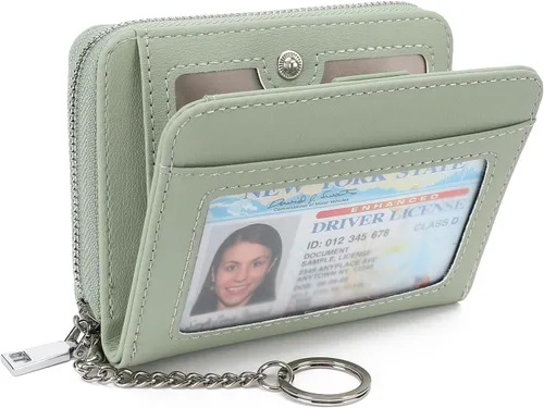 Miniatura 11 de GAEKEAO Billetera de cuero para mujer con bloqueo RFID, tarjetero compacto, pequeño, con ventana para identificación, bolsillo con cremallera