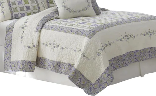 Miniatura 4 de 028828369024 - Colcha tamaño King, color marfil/lila