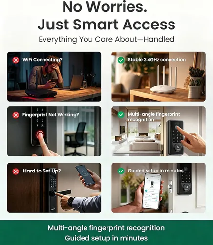 Miniatura 12 de DESLOC Smart Lock D110 Plus, cerradura de puerta delantera inteligente con huella digital WiFi con teclado de pantalla táctil, control remoto