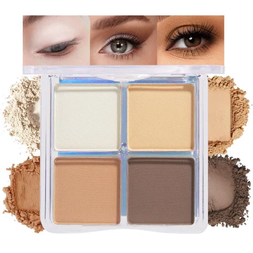 Miniatura 22 de evpct Paleta cuádruple de sombras de ojos marrón nude, brillante nude champán, dorado, marrón, cacao, brillantina, metálico, mate, alto pigmento