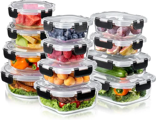 Miniatura 9 de Sorbus - Recipientes de vidrio para comidas preparadas, recipientes reutilizables para comidas preparadas aptos para lavavajillas y horno