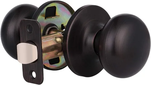 Miniatura 10 de KNOBWELL Paquete de 8 pomos de puerta de privacidad para baño y dormitorio, pomo de puerta negro mate con cerradura, cerradura de manija de puerta
