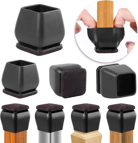 Miniatura 10 de Ezprotekt 24 piezas de protectores redondos de silicona para patas de silla para suelos de madera, almohadillas de fieltro para muebles, tapas