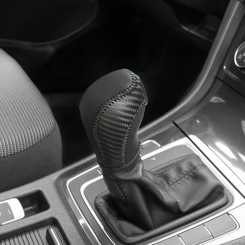 Miniatura 4 de JIECHEN Auto Car Funda de Cuero para Perilla de Palanca de Cambios para Golf Jetta Passat Tiguan Atlas Beetle GLI Eos CC Sportwagen Jetta Hybrid R