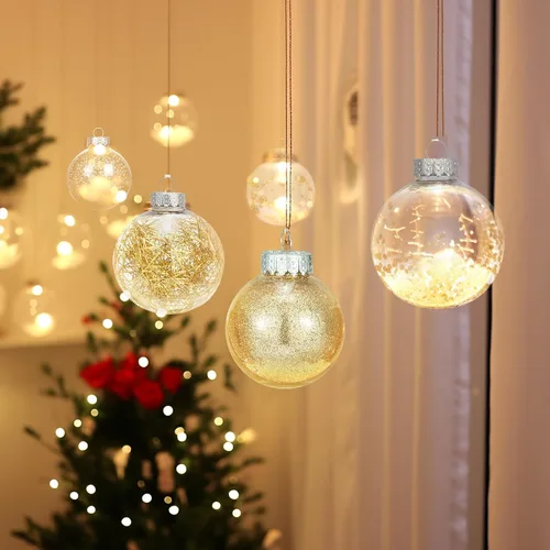 Miniatura 3 de 30 adornos de bola de Navidad transparentes inastillables, esferas decorativas de Navidad, esferas delicadas decoraciones (1.97''/50mm, dorado)