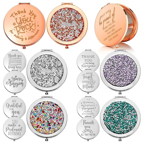 Miniatura 8 de Kathfly 10 piezas de regalos de la semana de CNA, espejo compacto a granel, regalos de agradecimiento para mujeres, espejo de maquillaje plegable