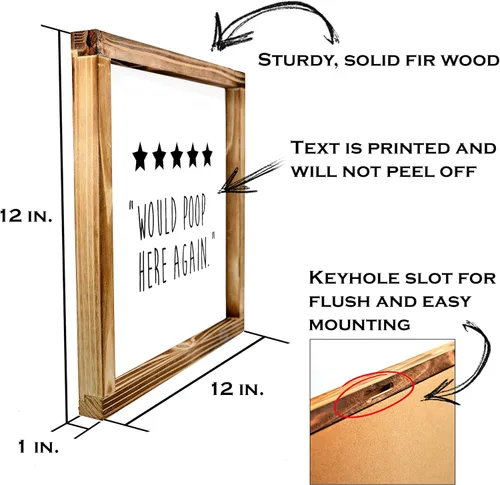 Miniatura 3 de MAINEVENT Letreros divertidos para baño con marco moderno de madera rústica