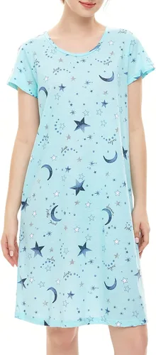 Miniatura 3 de American Trends Camisones para mujer, de algodón, de manga corta, vestido de noche, casual, pijama suave, ropa de dormir