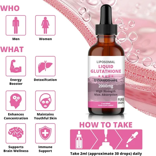 Miniatura 6 de Glutatión liposomal de 2000 mg con vitamina C, líquido de glutatión oral, suplemento antioxidante para desintoxicación, absorción superior, dosis