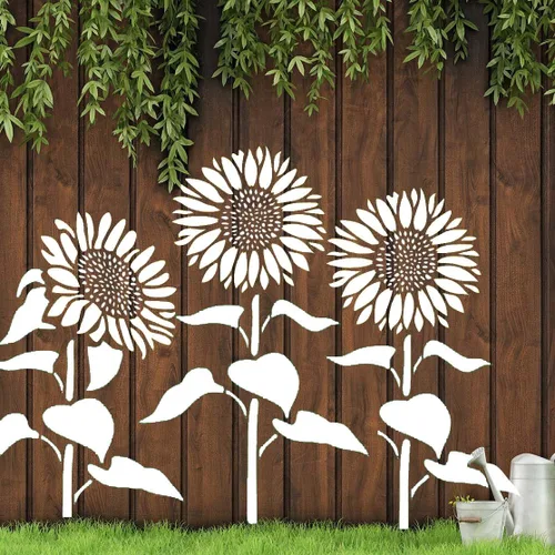 Miniatura 8 de Large Flower Stencils for Painting on Wood 11.8” Fence Flower Stencils for Outdoors Reusable Floral Stencil for Painting on Wall Canvas Fabric