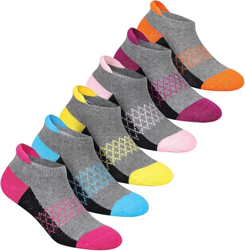 Miniatura 7 de Calcetines para niñas paquete de 6 calcetines atléticos al tobillo para niños suela acolchada calcetines casuales de corte bajo para niños pequeños
