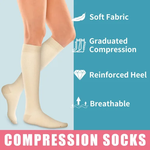 Miniatura 80 de Calcetines de compresión para mujeres y hombres (3 pares) – El mejor apoyo para enfermeras, correr, senderismo, recuperación y calcetines de vuelo