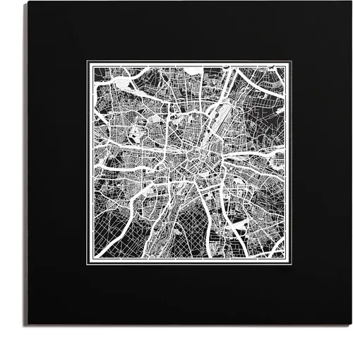 Miniatura 150 de O3 Design Studio Mapa de corte de papel Madrid negro mate de 20 x 20 pulgadas