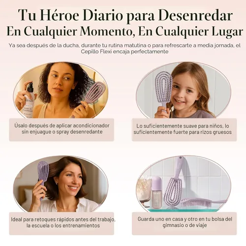 Miniatura 6 de Kitsch Cepillo desenredante para cabello Flexi Flow para mujeres, hombres y niños Cepillos desenredantes para cabello rizado con marco flexible