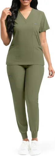 Miniatura 2 de niaahinn Conjunto de uniforme médico de enfermera para mujer, camiseta con cuello en V y pantalones deportivos, uniforme médico, traje para mujer