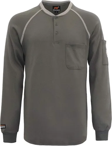 Miniatura 97 de KONRECO Camisas FR para hombre resistentes al fuego/ignífugo CAT2 7oz algodón dos tonos y camisa Henley