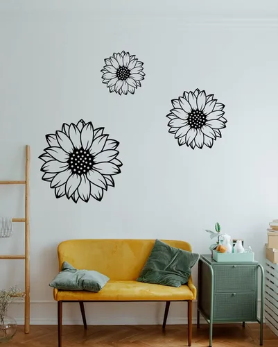 Miniatura 4 de RESACO Decoración de pared de girasol, 3 piezas, flores, arte de pared de metal, girasoles negros, decoración del hogar para baño, granja, sala
