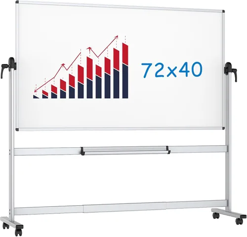 Miniatura 9 de VIZ-PRO Pizarra magnética móvil de doble cara, 48 x 24 pulgadas, orientación vertical, marco de aluminio y soporte
