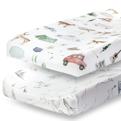 Pobibaby Paquete de 2 fundas para cambiadores para niños, funda de mezcla de algodón de alta calidad, suaves y transpirables, sábanas para toallas