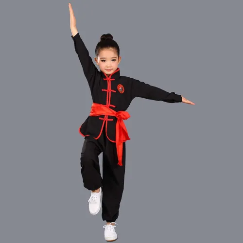 Miniatura 6 de Ropa de Kung Fu para niños, uniformes tradicionales de Tai Chi para niños y niñas, traje de manga larga con alas de arte marcial chino