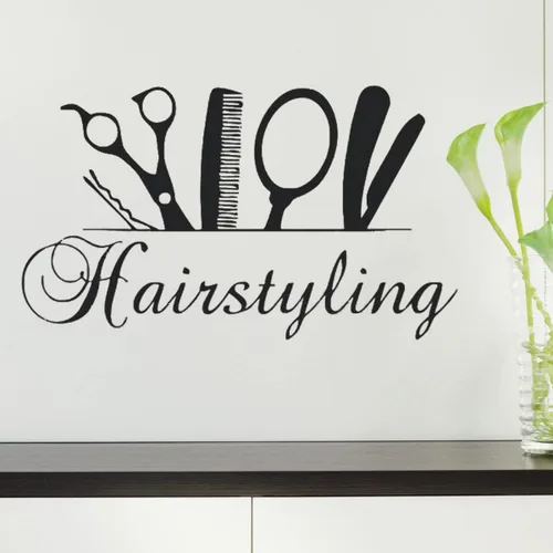 BooDecal Peluquería Estudio Dormitorio Maquillaje Sala de Peluquería Peluquería Decoración de Pared Adhesivo de Vinilo de 28 x 17 pulgadas