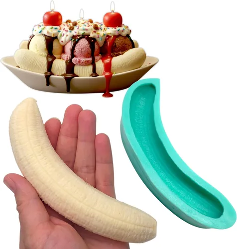 Molde completo de plátano molde de helado de plátano molde de cera de silicona moldes de frutas realistas moldes de cera derretida NC005