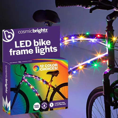 Miniatura 7 de Brightz CosmicBrightz - Cuerda de luz LED para marco de bicicleta, cuerda de 6.5 pies, funciona con pilas con interruptor de encendido/apagado