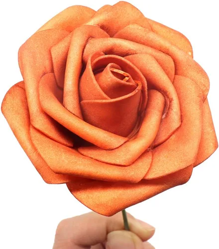 Miniatura 3 de 50 piezas de flores artificiales, Rosas de espuma artificial de sensación real al tacto, decoración DIY para boda, dama de honor, ramo de novia