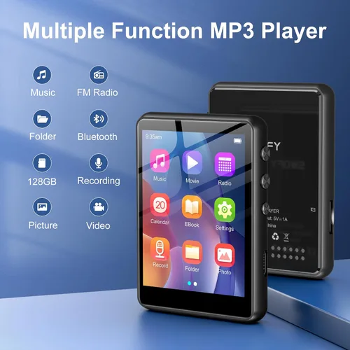Miniatura 6 de SWOFY Reproductor MP3 de 128 GB con Bluetooth 5.4, reproductor de música M4 con pantalla táctil de 2.4 pulgadas, sonido HiFi portátil sin pérdidas