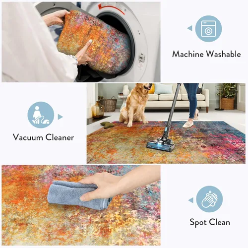 Miniatura 5 de Lahome Alfombra de Área Abstracta Moderna - Alfombras de Cocina Lavables de 3x5 pies, Alfombra Colorida para Dormitorio Antideslizante, Alfombras