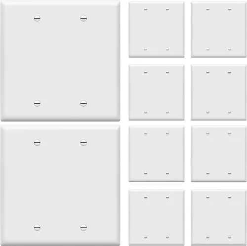 Miniatura 17 de ENERLITES - Cubierta de salida doble en blanco extra grande, placa de pared de dos bandas en blanco, tamaño grande, 2 bandas de 5.5 x 5.5 pulgadas