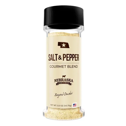 Nebraska Star Beef Condimento de sal y pimienta, 5 onzas, perfecto para platos de carne y carne de res