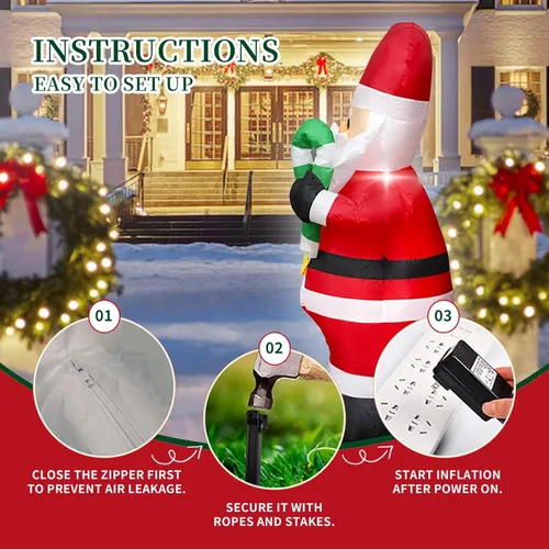 Miniatura 3 de Papá Noel inflable de 4 pies de Navidad lindo con luces LED incorporadas, decoración inflable de Navidad para interiores y exteriores, gran
