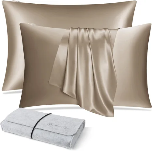 Miniatura 17 de DISANGNI Funda de almohada de seda de morera 100% natural para cabello y piel con cremallera oculta, 22 momme ambos lados