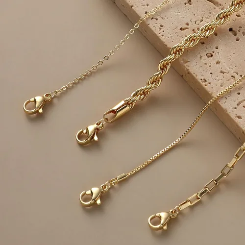 Miniatura 5 de Pulseras de oro para mujer, juego de pulseras en capas de oro de 14 quilates, delicadas cadenas de espiga de espiga, pulseras cubanas de oro