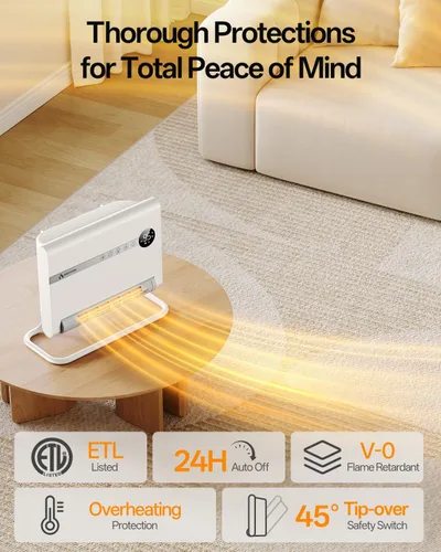 Miniatura 6 de Calentador de pared, calentador de espacio para recámara, calentadores eléctricos PTC de 1500 W de calentamiento rápido para uso en interiores