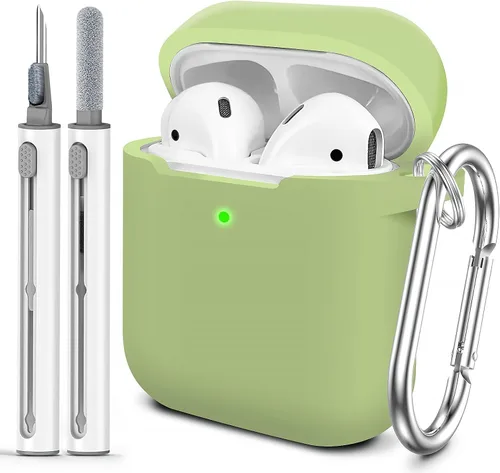 Miniatura 31 de Funda Protectora para AirPods 1/2, viene con kit de limpieza, funda protectora de silicona suave con hebilla, compatible con estuche de carga