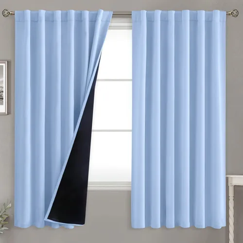 Miniatura 84 de BGment Cortinas 100% opacas beige de 63 pulgadas de largo con forro aislante térmico, bolsillo para varilla y lengüeta trasera de doble capa