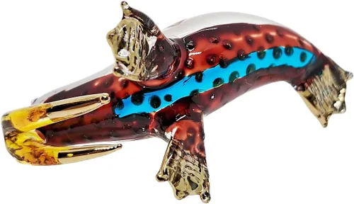 Miniatura 4 de Minúscula cabeza de elevación de 2 pulgadas, color marrón, azul, dorado, sello de morsa, león marino, animal de vidrio soplado a mano, lindo