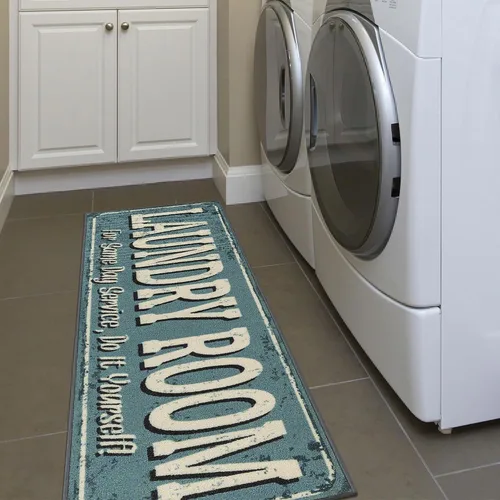 Miniatura 10 de Alfombra lavable a máquina con diseño de texto antideslizante con parte trasera de goma, 2 x 5, para lavandería, para baño, lavadero, 20 x 59