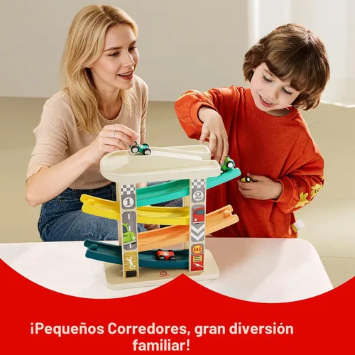 Miniatura 7 de TOP Bright Juguetes de rampa de madera para niños pequeños de 1 a 2 años de edad, habilidades motoras, pistas de carreras, rampa de automóvil