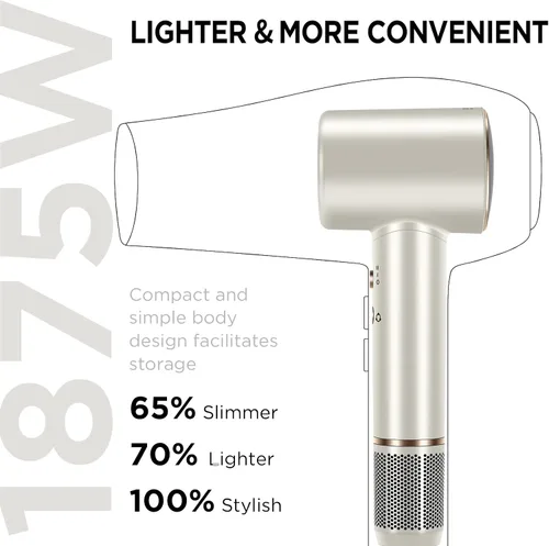 Miniatura 7 de PARWIN PRO BEAUTY Secador de pelo Air-Sonic con difusor, pantalla LED HD y secador iónico de alta velocidad de 110.000 RPM, rizadores de envoltura