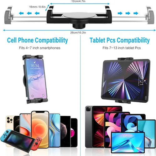 Miniatura 6 de Soporte de tablet para parabrisas de automóvil [brazo flexible de cuello de cisne de 13 pulgadas] Soporte de tableta de súper succión para automóvil